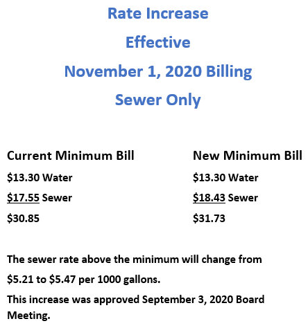Sewer Rate Increase Nov 2020 Sewer Rate Increase Nov 2020