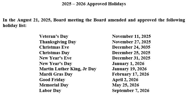 Holidays 2025-2026